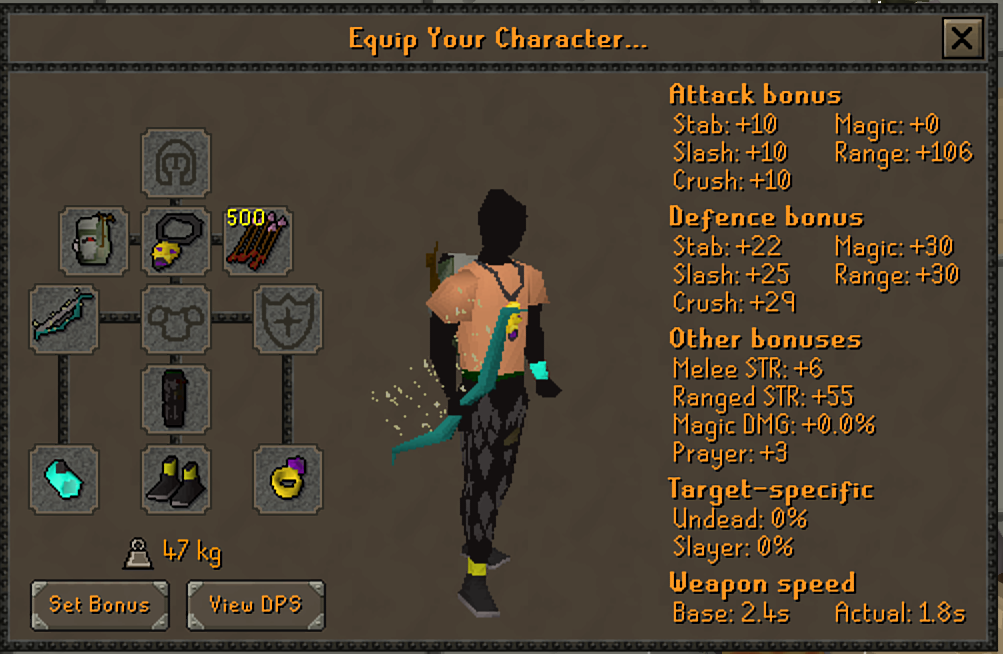 1 Defence - Black d'hide chaps + Avarice