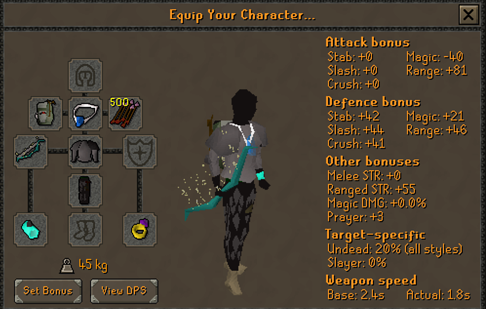 1 Defence - Black d'hide chaps + Salve (ei)