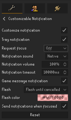 Customizable notifications settings